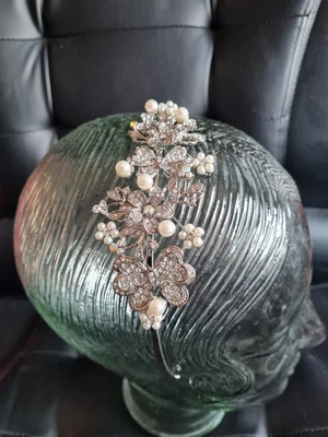 £9.99 • Buy Ladies Silver Metal Jewelled Gems Hair Band Headband Prom Bridesmaid Wedding Box