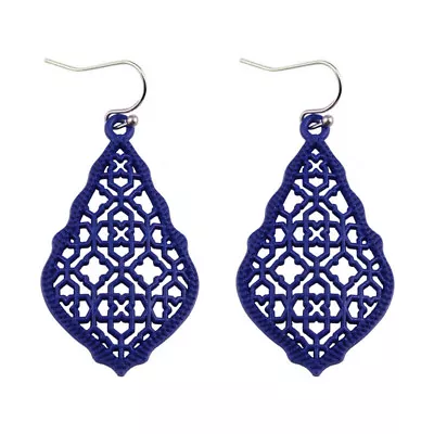 Modern Hollow Out Gold Filigree Geometric Moroccan Statement Earrings For Girls • $1.99