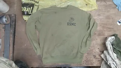 USMC US Marine Corps SOFFE PT OD Green Sweatshirt Size MEDIUM Made USA • $9.99