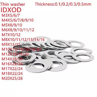 Thin Shim Flat Washer Ultra Gasket Stainless Steel Plain Adjusting Ultrathin M • $5.99