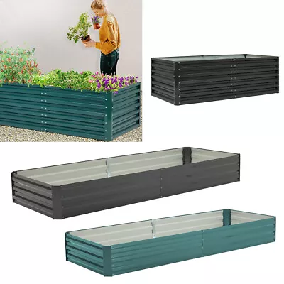 6-Shape Raised Garden Bed Galvanized Patio Backyard Flower Vegetable Planter NEW • £42.95