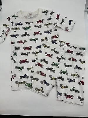 Hanna Andersson Boys 130 Sz 8 Motorcycle Short Johns Pajamas 100% Organic Cotton • $19.99