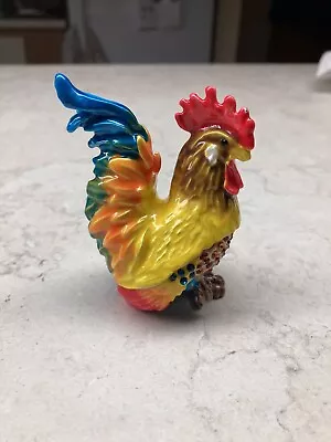 Vintage Magnetic Trinket Box Enameled Metal Bejeweled ROOSTER • $12