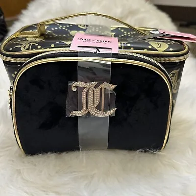 Juicy Couture Travel Makeup Vanity Bag And Pouch Black Gold Rhinestones New • $44.99