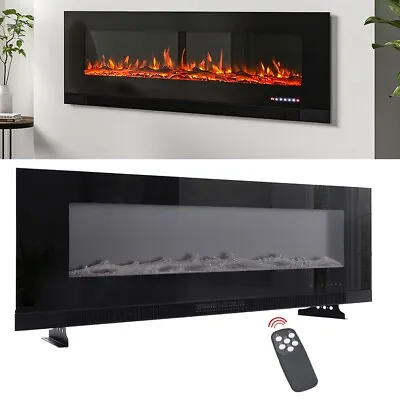 Electric Fireplace LED Flame Remote Control Fire Heater Stove Wall Hung/Stand • £235.95