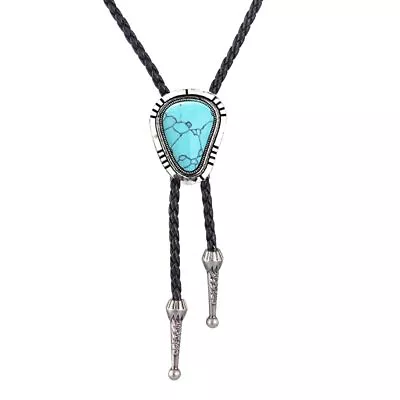 AZORA Bolo Tie For Men Native American Indian Leather Cowboy 2# Turquoise  • $24.74