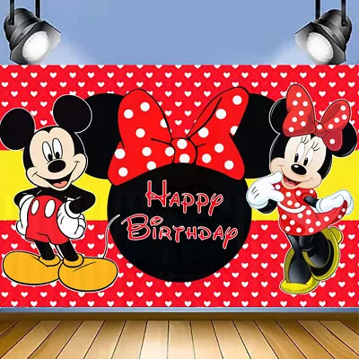 Mickey Minnie Mouse Birthday Backdrop Photograph Studio Background Supplies • $10.07