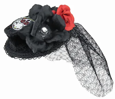 Day Of The Dead Mini Coffin Hat With Veil • $14.99