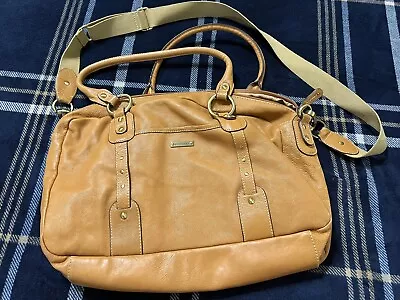 Storksak London Luxury Leather Diaper Bag Bottle Shoulder Carry Purse Brown Tan • $29.95