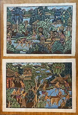 Authentic Vintage Balinese Ubud Paintings Set Of 4 • $600