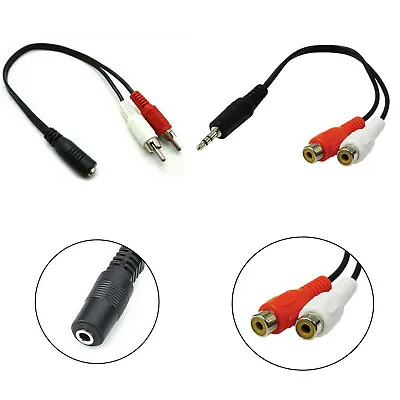 £5.69 • Buy 3.5mm To 2 RCA Phono Twin Aux Audio Y Splitter Cable Jack Stereo Lead PC TV