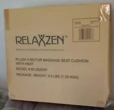 Massage Seat Cushion RELAXZEN Plush 5- Motor W/Heat #60-2926XP NIB Sealed  • $49.99