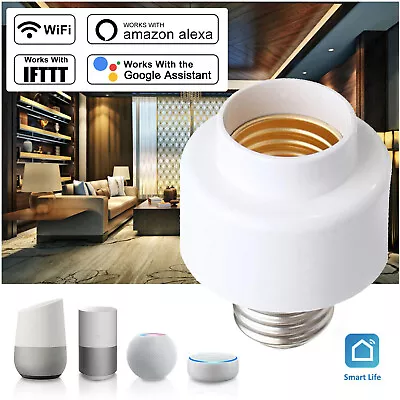 WiFi Smart E27 Light Bulb Holder Lamp Socket Adapter For Google Home& Alexa I5E6 • $12.34