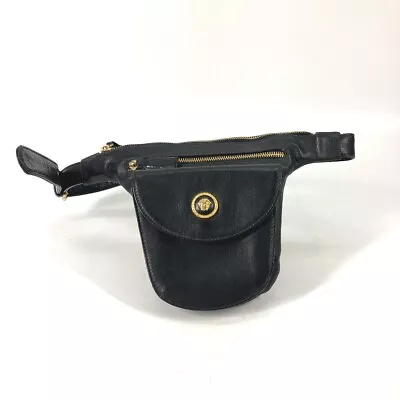 VERSACE Vintage Medusa Belt Bag Bag Body Bag Waist Pouch Leather Black/Gold • $577.50