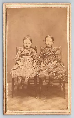 Original Old Vintage Antique CDV Photo Picture Young Ladies Girls Dresses Chairs • $7.49