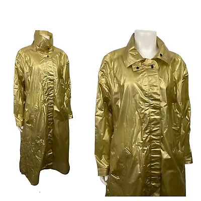 Vintage Gold Vinyl Raincoat / 1960s Rain Slicker Fetish Coat / Medium • $53.67