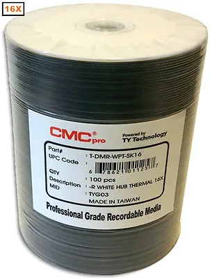 600-Pak CMC PRO (TY Technology) =WHITE THERMAL HUB= EVEREST 16X 4.7GB DVD-R's! • $223.99