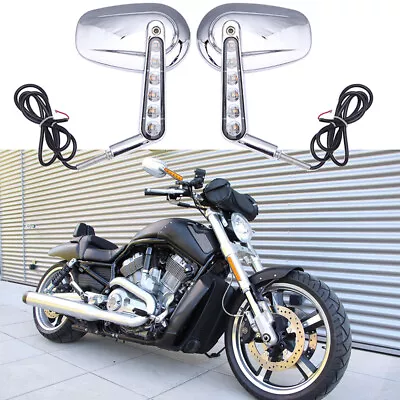 $69.68 • Buy Chrome Motorcycle Side Mirrors W/ LED Turn Signals For Harley VRSCF V-rod Muscle