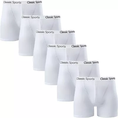 Men's Classic Sports WHITE COTTON BOXER Shorts Designer Button Fly Under Pants • £10.49