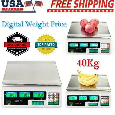 Digital Weight Price Scale 88LB/40KG Computing Food Meat Scale Produce Deli • $32.89