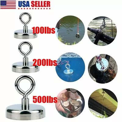 100-500LB Fishing Magnet Kit Strong Neodymium Pull Force Treasure Hunt Salvage • $11.71