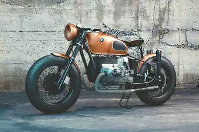 BMW CUSTOM CAFE VINTAGE MOTORCYCLE POSTER PRINT 24x36 HI RES 9 MIL PAPER • $39.95