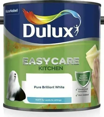 £19.24 • Buy Dulux Easycare Kitchen Matt Emulsion - Pure Brilliant White - 2.5L