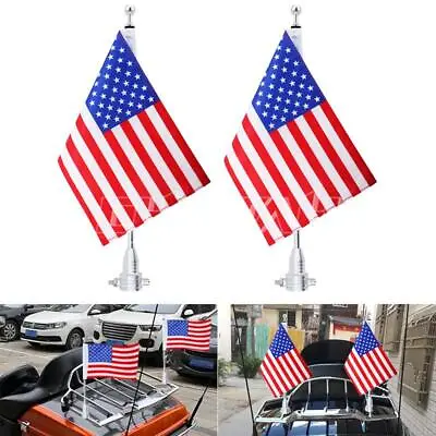 2PCS Motorcycle American USA Flag Pole Rear Luggage Rack Mount For Harley Honda • $28.59