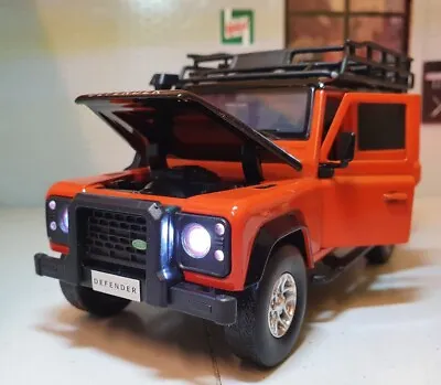 Land Rover Defender TDCi 110 Tangiers Orange Doors Open Lights 1:32 Scale Model • £20.95