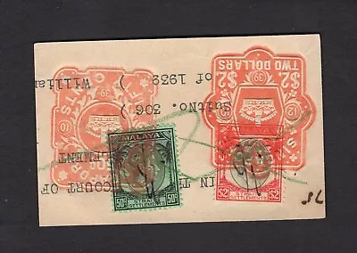 Malaya/Straits Settlements KGVI 50c $2 Fiscally Used In Singapore. • $2.20