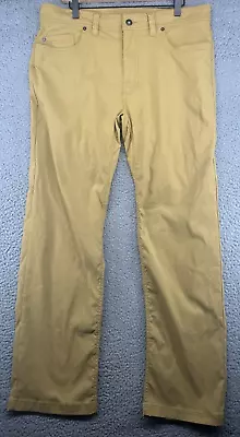 Prana Brion Slim Fit Chino Pants Outdoor Nylon Stretch Yellow Men's Size 36x32 • $28