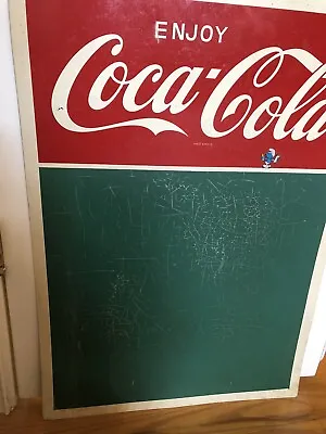 Vintage Enjoy Coca Cola Metal Chalkboard Green Original  • $135