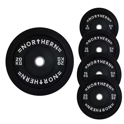 Olympic Bumper Plates Black Gym Fitness Barbell 5kg 10kg 15kg 20kg 25kg UK • £119.99