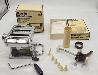Vintage Pasta Machine + Cookie Press Hoan Ampia Tippo Lusso Style 911 930 Italy  • $27.55