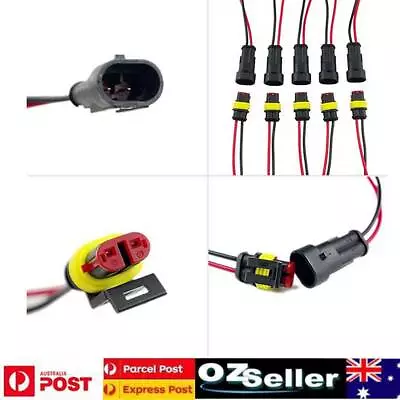 10Set 2Pin Way Car Waterproof Electrical Connector Plug With Wire HID Plug Cable • $8.01