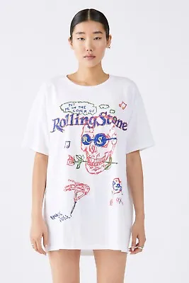 Urban Outfitters Rolling Stone Magazine White T-Shirt Dress Size Large/Xlarge • $39.99