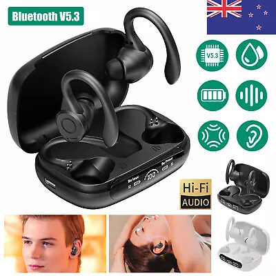 Bluetooth 5.3 Headset TWS Wireless Earphones Earbuds Stereo Headphones Ear Hook • $21.99