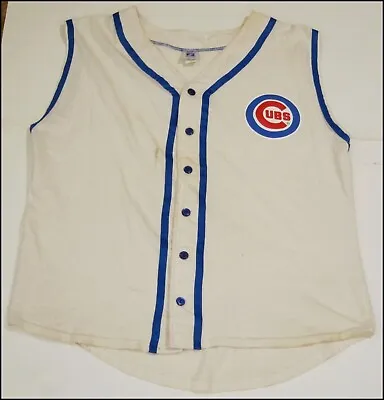 Chicago Cubs Retro Vintage Look Sleeveless Button Down Shirt Logo 7 Large L • $17.99