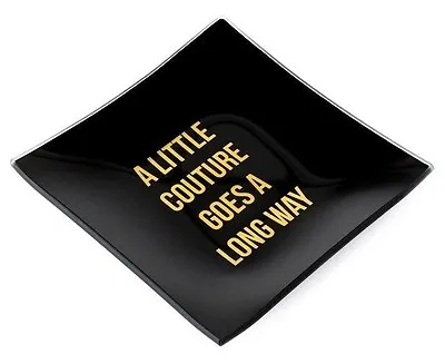 Juicy Couture BLACK VANITY TRAY Gold Ceramic Square Jewelry Dish Perfume GIFT • $18.95