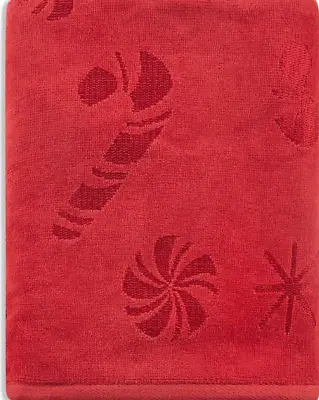 Martha Stewart Red Collection Candy Cane Carved Bath Towel 30  X 54  • $27