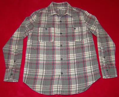 J. CREW Crewcuts Boys Size 10 Grey Red Plaid Flannel Long Sleeve Shirt • $9.99