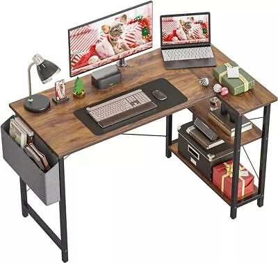 40 Inch Small L Shaped Computer Desk With Storage Shelves Home Writing Table • $92.49