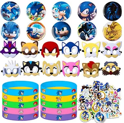 $3.59 • Buy SONIC HEDGEHOG Birthday Party FAVORS Felt Masks Pins Stickers Bracelets Boxes
