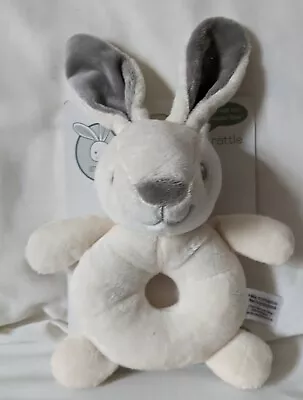 Little Bunny Design Plush Ring Rattle - New - Made From Recycled Fibers • £2