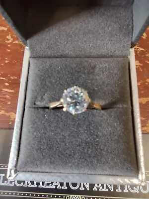 Vintage Large Cubic Sparkly Zirconia & 9ct Yellow Gold Solitaire Ring Size 0 • £125