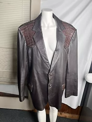 Vintage Volcano Leather Jacket Brown Size XL Crocodile • $680