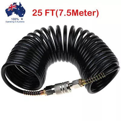 25FT 1/4NPT Air Hose Fittings Coil Pneumatic Airline Compressor Quick Coupler • $17.69