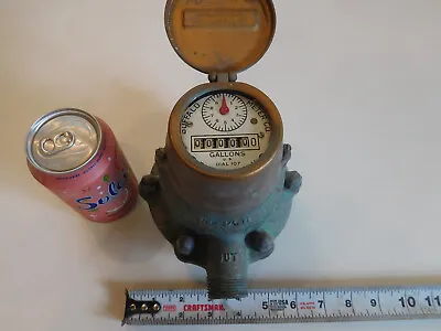 Vtg American Buffalo Water Meter Co. NY USA Brass Bronze NOS Verde Green Patina • $120