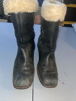 UGG Brooks Leather Snow Winter Sheepskin Lined Women's Size 10Tall Brown Boots • $46.75