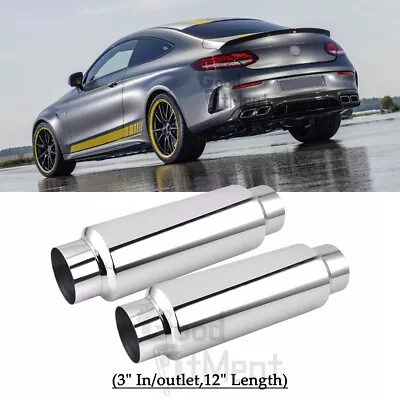 For Mercedes Benz C63 AMG 2x 3'' Inlet Outlet Muffler Resonator Exhaust 12  Long • $109.48